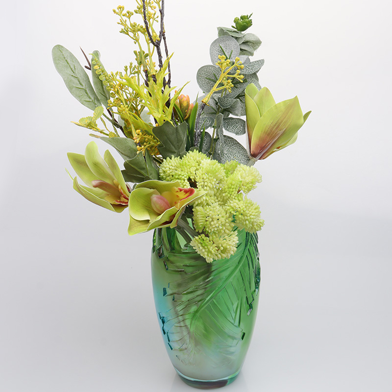 Pasu Kaca Ruang Tamu Gubahan Bunga Kaca Kristal Pasu Artistik Hiasan Rumah Hiasan Meja Makan