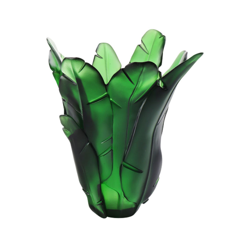 Hiasan Rumah Pasu Kaca Daun Pisang Hijau