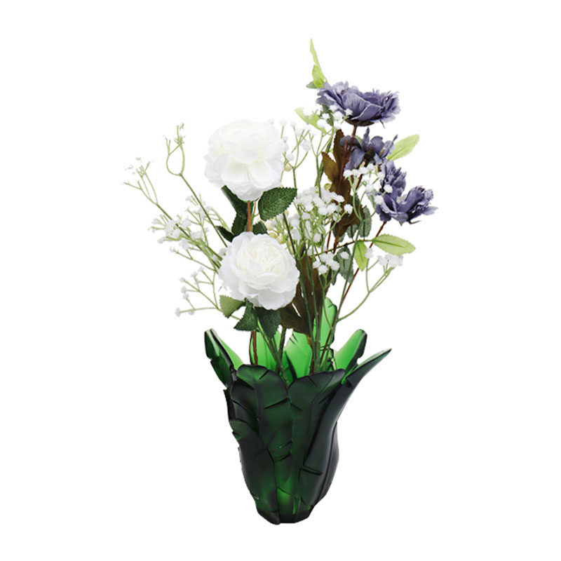 Hiasan Rumah Pasu Kaca Daun Pisang Hijau