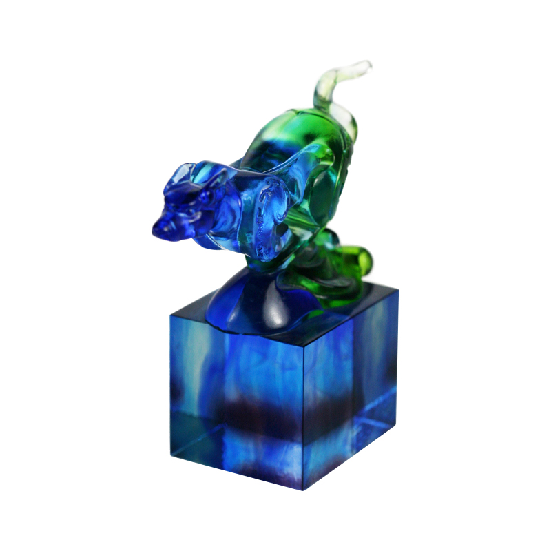 Hiasan meterai kaca klasik biru-hijau