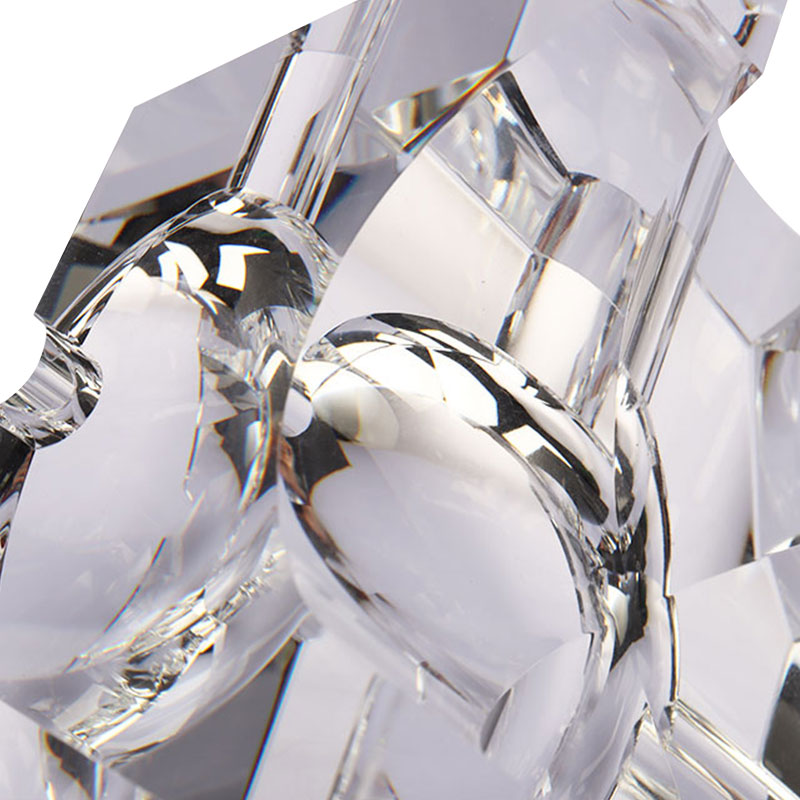 Reka bentuk geometri mudah asbak kristal kaca lutsinar