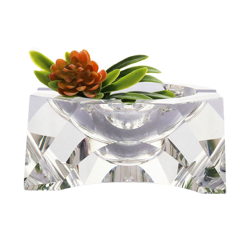 Reka bentuk geometri mudah asbak kristal kaca lutsinar