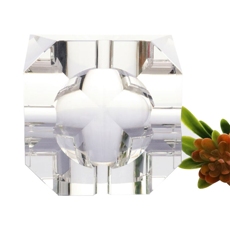 Reka bentuk geometri mudah asbak kristal kaca lutsinar