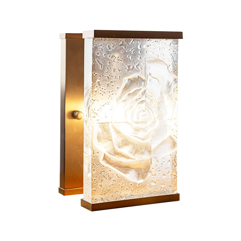 Hiasan lampu hias kaca berkaca segi empat tepat