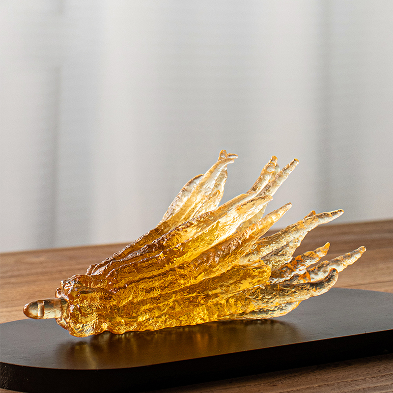Pemegang kemenyan kaca berwarna emas berbentuk tangan