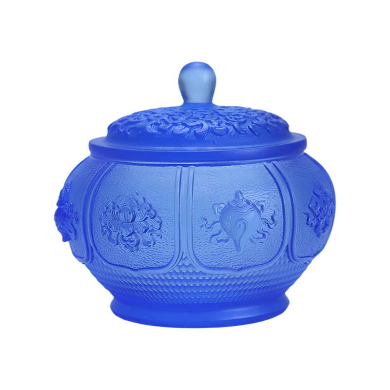 Set Persembahan Kaca Kristal Altar Buddha Eight Treasures Lotus series