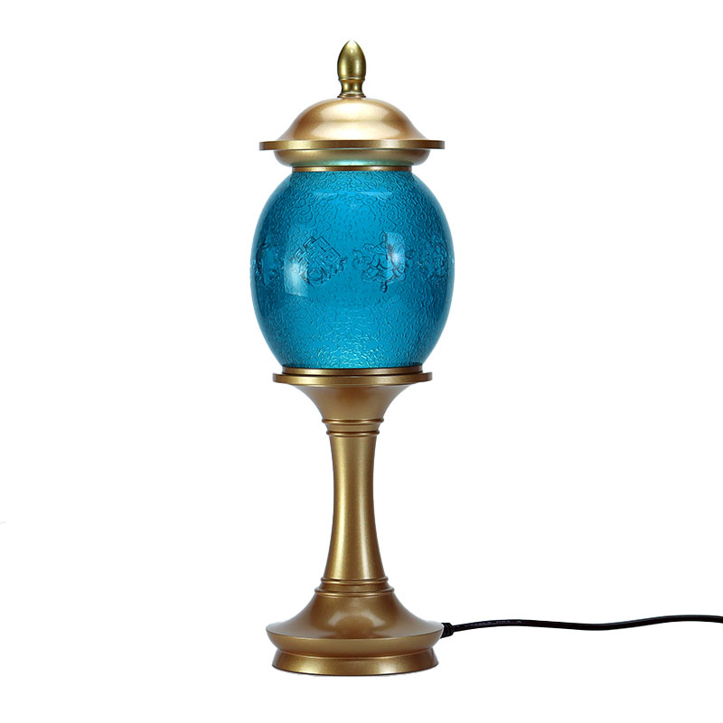 Biru Diraja Lapan Simbol Bertuah Persembahan Kaca Kristal Altar Buddha