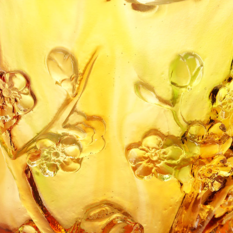 Hiasan Rumah Plum blossom Reka bentuk Ukiran Pasu Kaca Amber