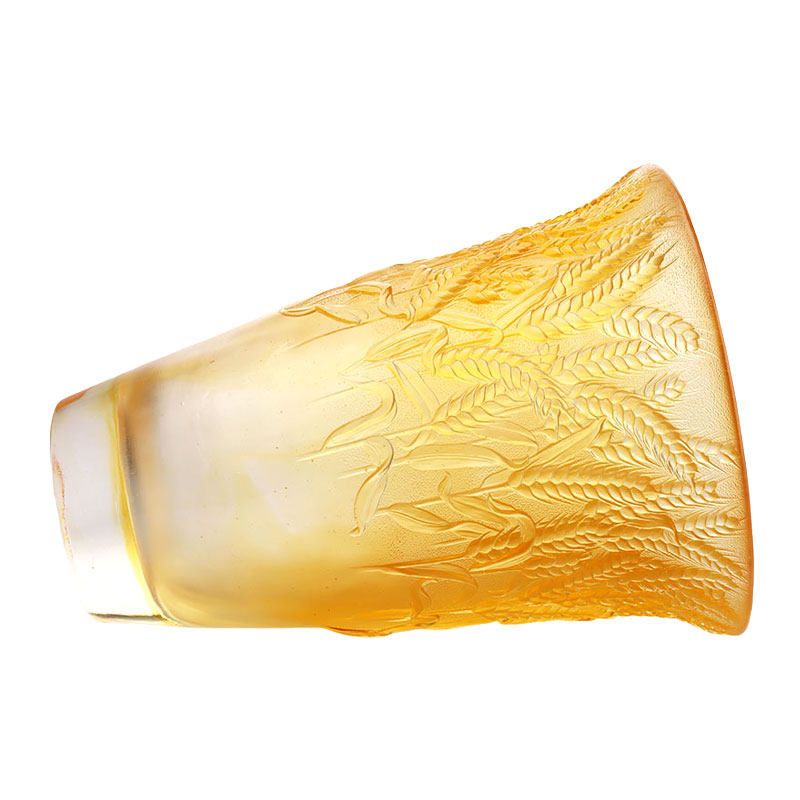 Pasu Kaca Amber Timbul dengan telinga Gandum