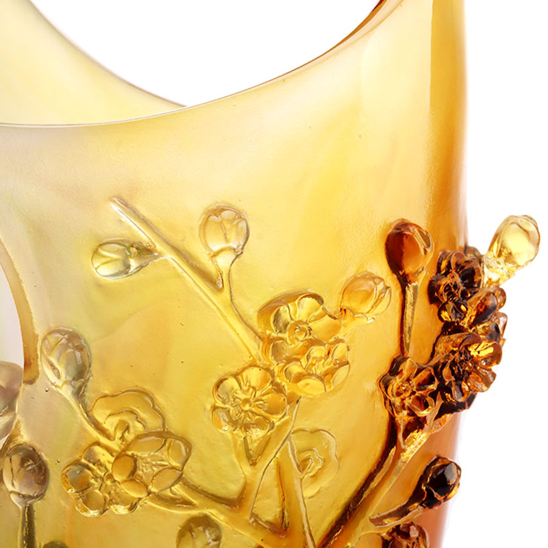 Hiasan Rumah Plum blossom Reka bentuk Ukiran Pasu Kaca Amber