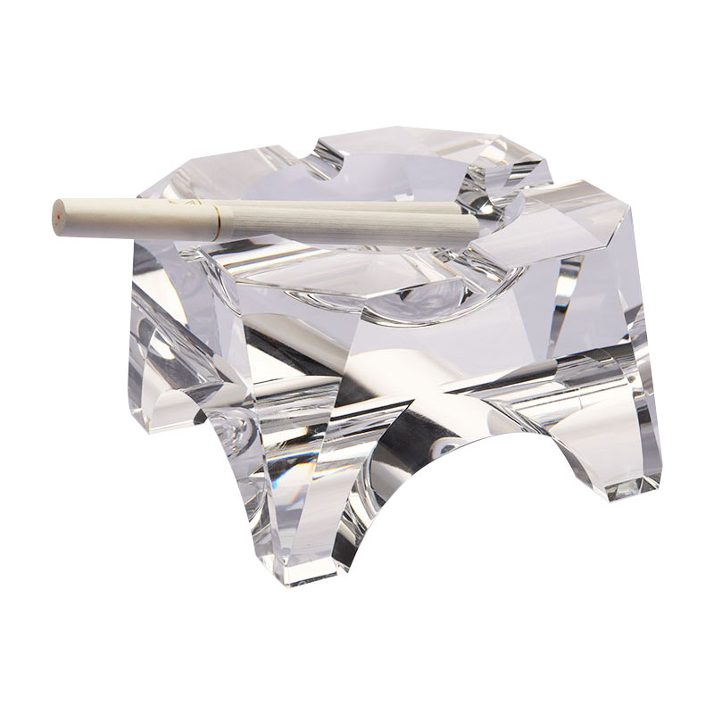 Reka bentuk geometri mudah asbak kristal kaca lutsinar