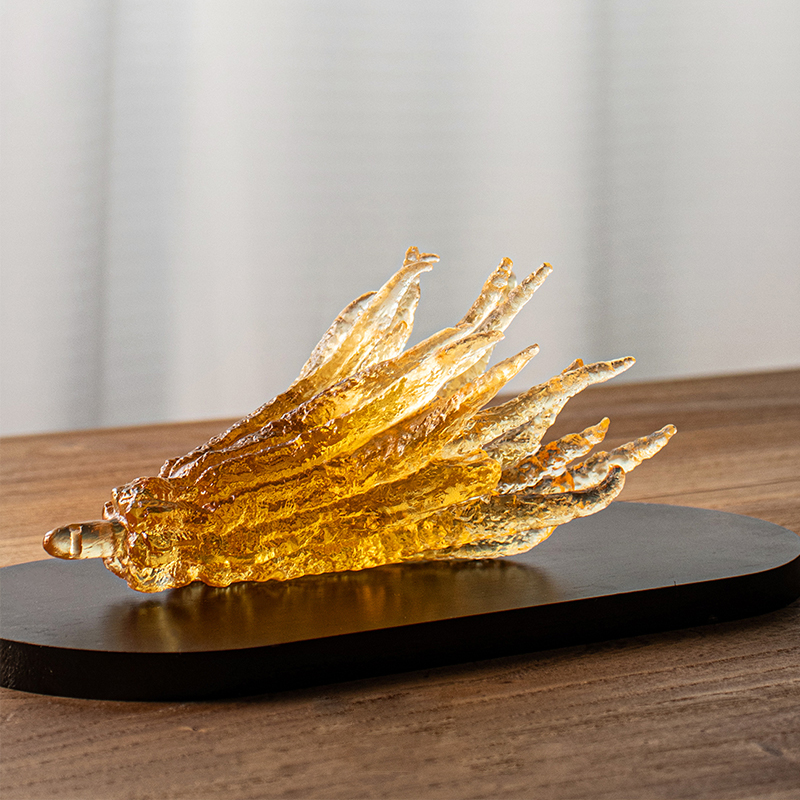 Pemegang kemenyan kaca berwarna emas berbentuk tangan