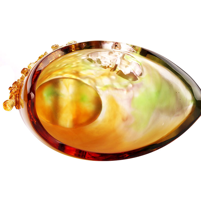 Hiasan Rumah Plum blossom Reka bentuk Ukiran Pasu Kaca Amber