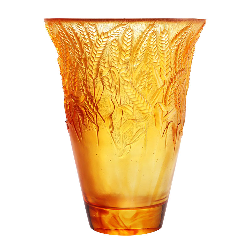 Pasu Kaca Amber Timbul dengan telinga Gandum