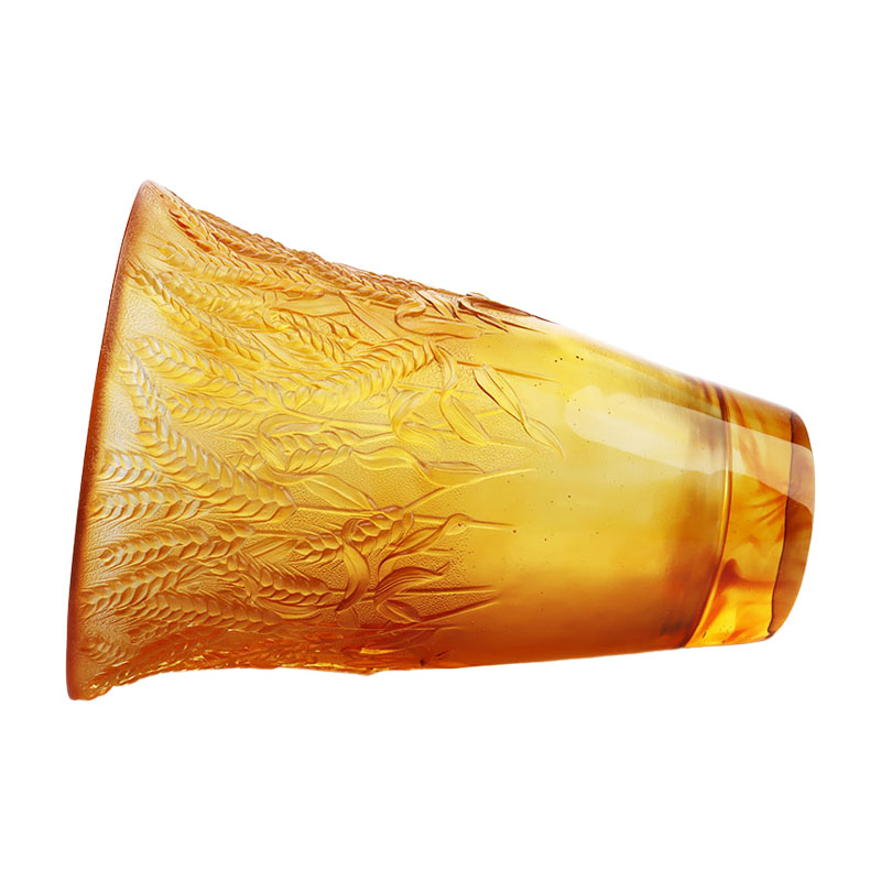 Pasu Kaca Amber Timbul dengan telinga Gandum