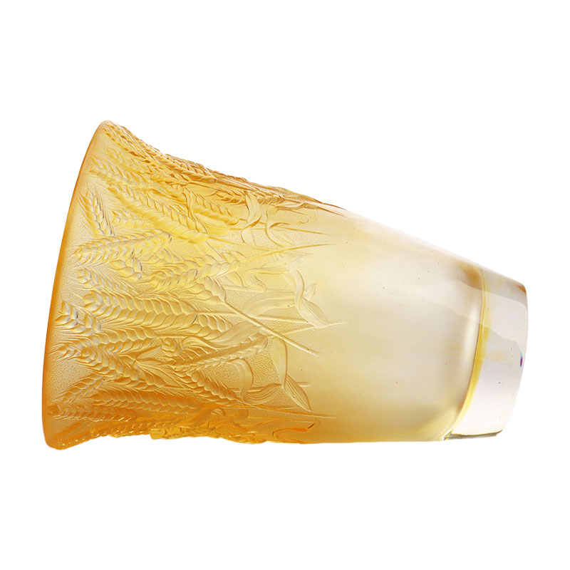 Pasu Kaca Amber Timbul dengan telinga Gandum