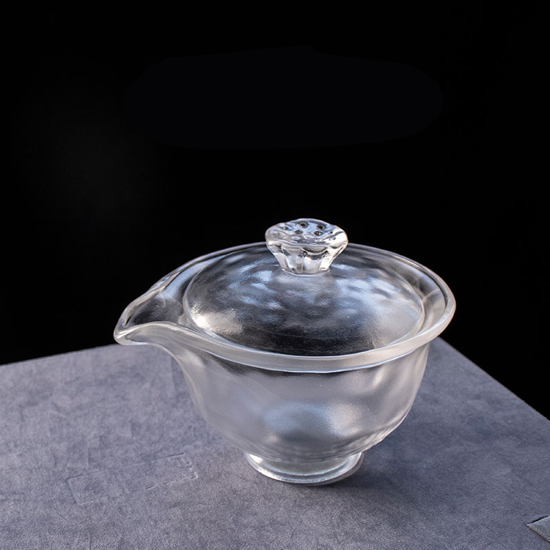 Set Teh Kaca Lutsinar dengan Teko, Cawan Teh