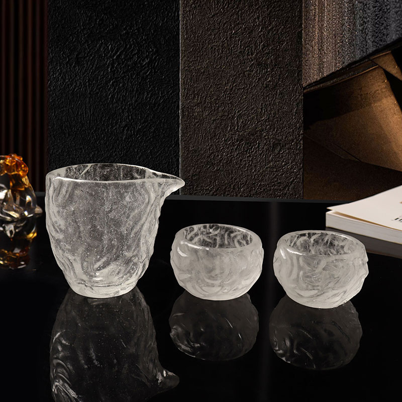 Set Cawan Teh Kaca telus corak gelembung untuk kegunaan mesyuarat pejabat di rumah