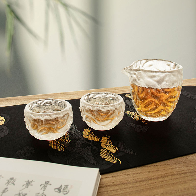 Set Cawan Teh Kaca telus corak gelembung untuk kegunaan mesyuarat pejabat di rumah