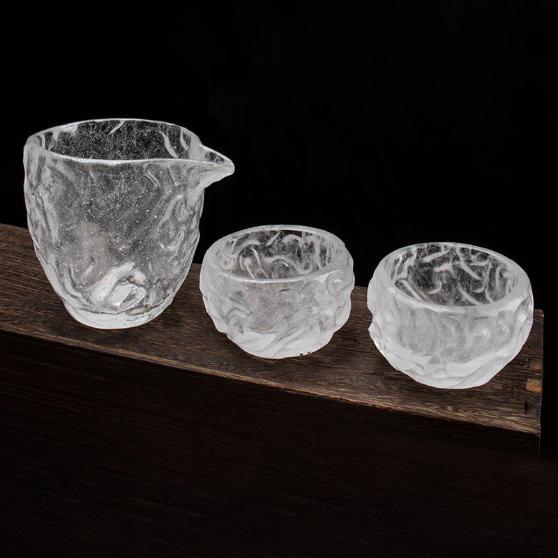 Set Cawan Teh Kaca telus corak gelembung untuk kegunaan mesyuarat pejabat di rumah