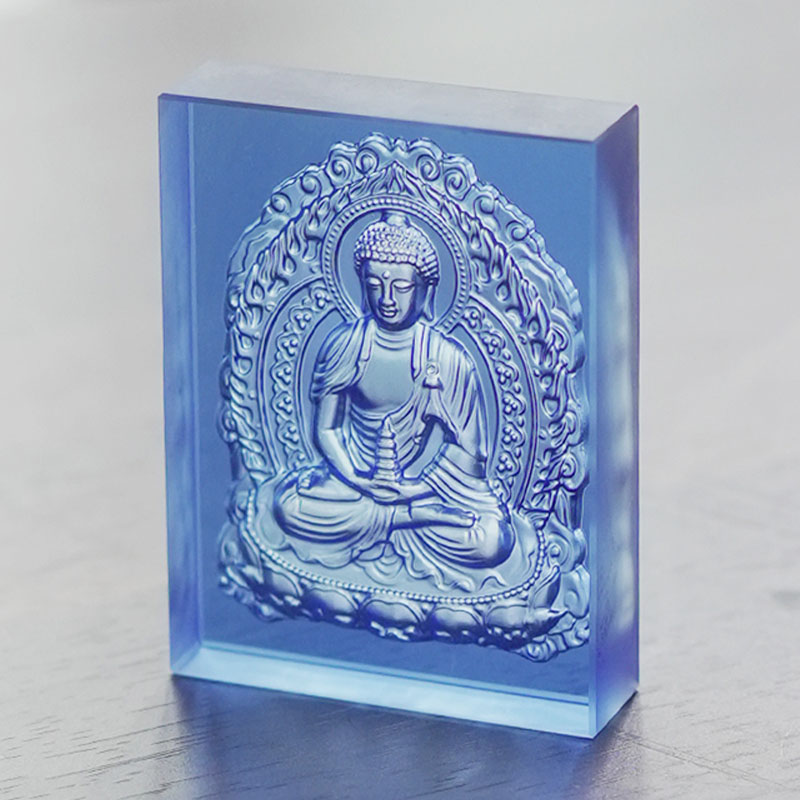 Batu bata Buddha Glazed Medicine berwarna biru muda