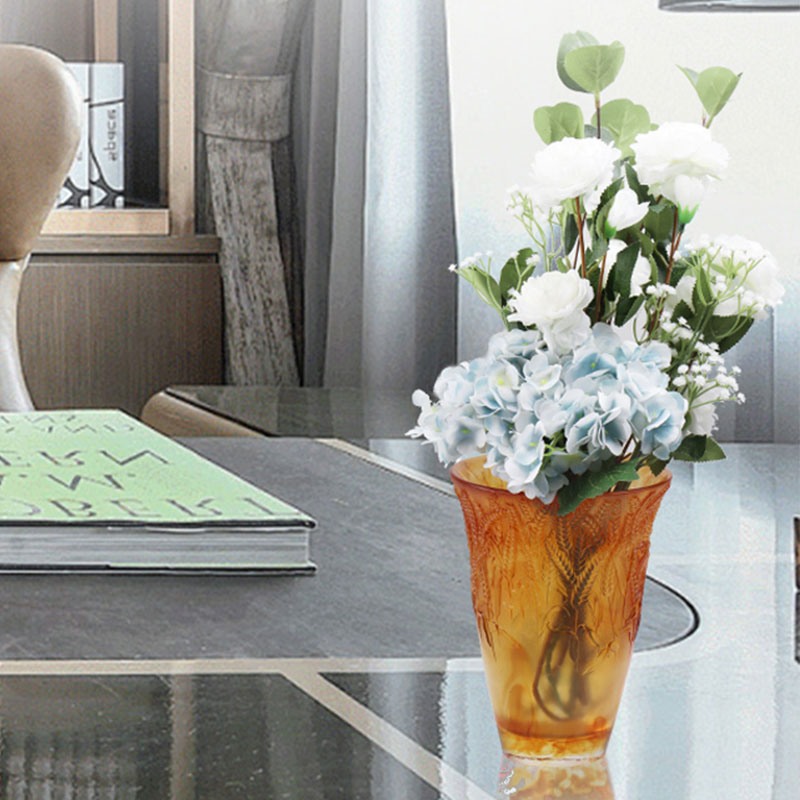 Pasu Kaca Amber Timbul dengan telinga Gandum