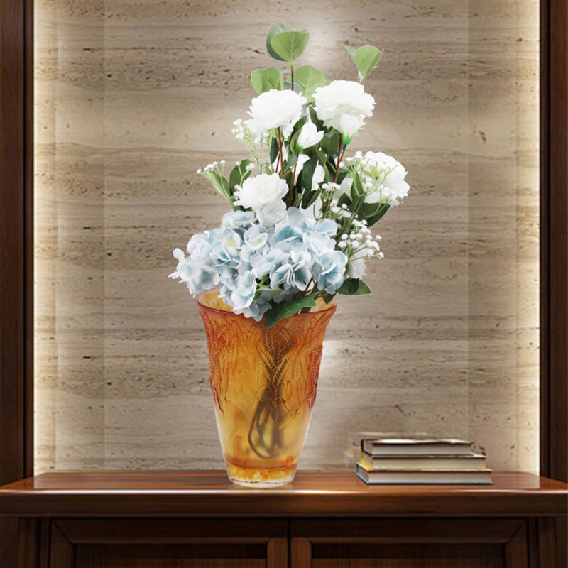 Pasu Kaca Amber Timbul dengan telinga Gandum