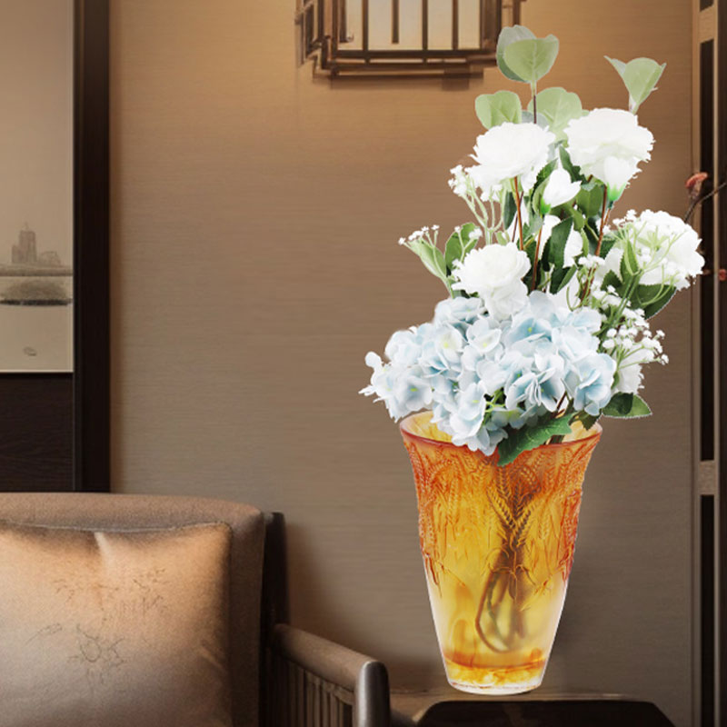 Pasu Kaca Amber Timbul dengan telinga Gandum