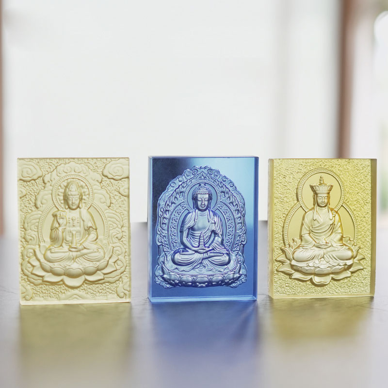 Batu bata Buddha Glazed Medicine berwarna biru muda