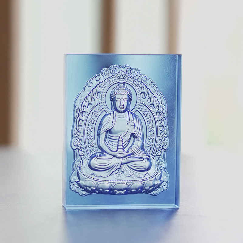 Batu bata Buddha Glazed Medicine berwarna biru muda