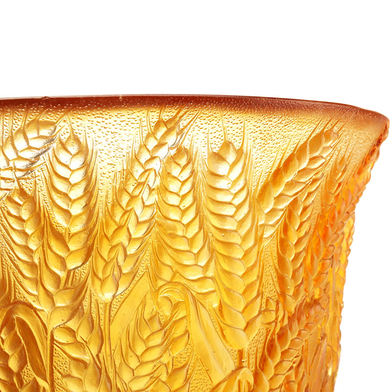 Pasu Kaca Amber Timbul dengan telinga Gandum