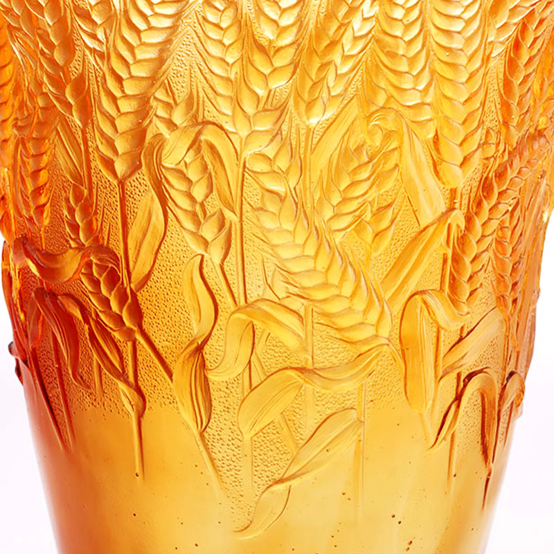 Pasu Kaca Amber Timbul dengan telinga Gandum