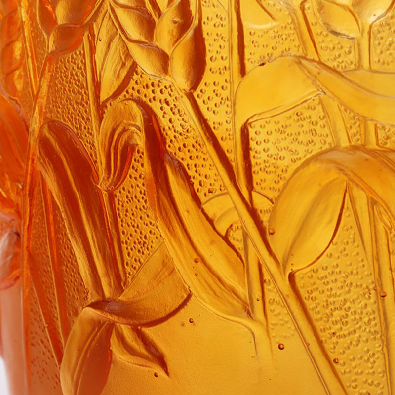 Pasu Kaca Amber Timbul dengan telinga Gandum